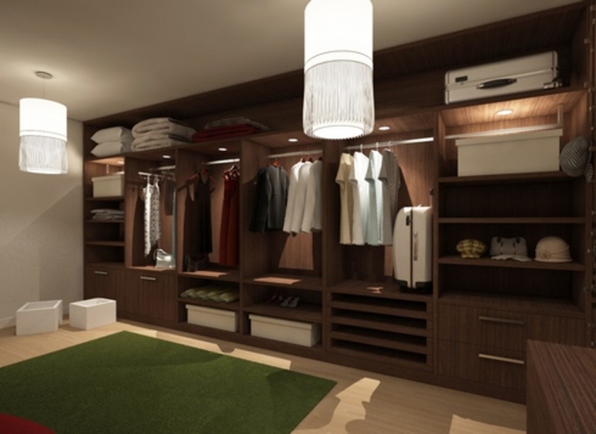 Классическая гардеробная комната из массива с подсветкой Владивосток